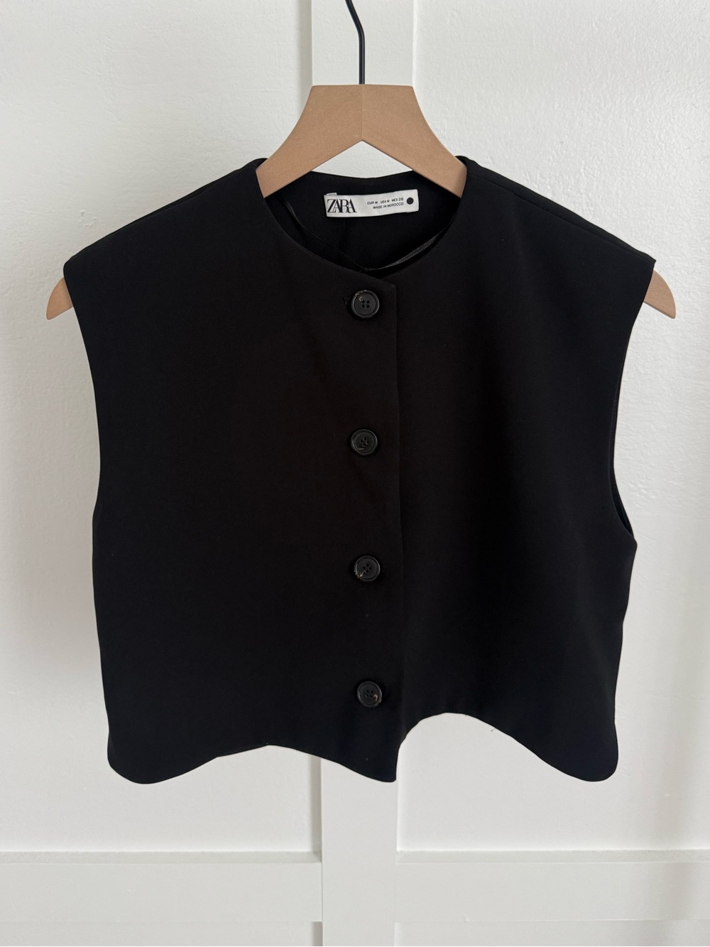Zara Black Sleeveless Button Down Waistcoat Vest Top